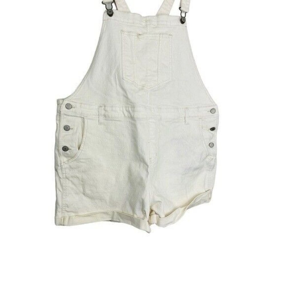 Old Navy Women's Size XL White Denim Shorts Shortall Overalls - Picture 4 of 9